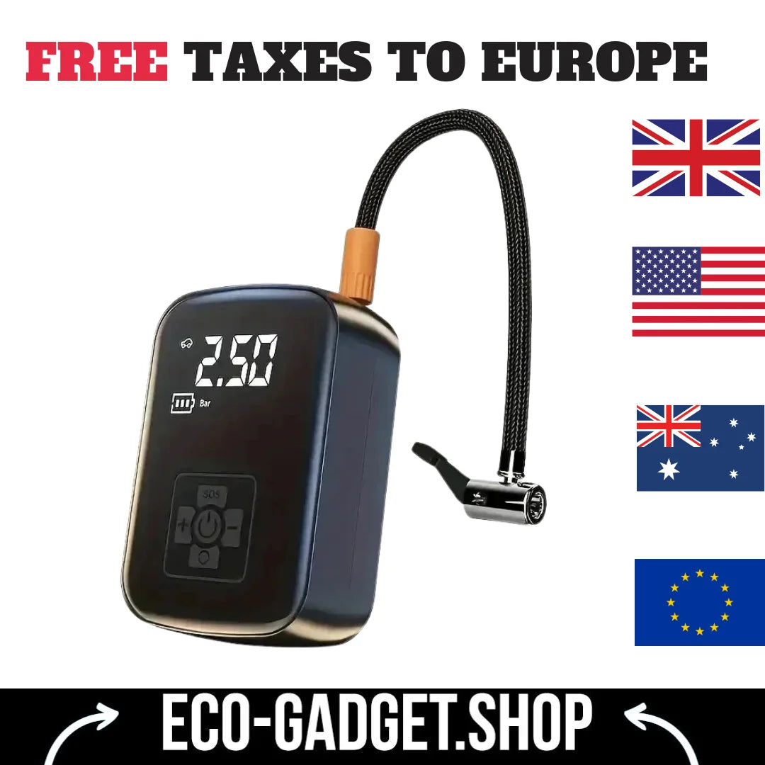 Wireless Electric Tire Inflator with Digital Display - Portable Air Pump for Car, Motorcycle, and Bicycle Tires