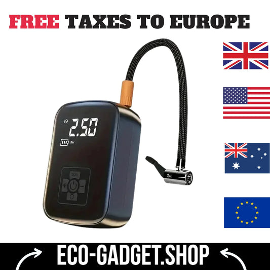 Wireless Electric Tire Inflator with Digital Display - Portable Air Pump for Car, Motorcycle, and Bicycle Tires