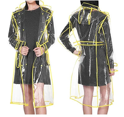 Chic & Sleek Women's Clear Hooded Raincoat