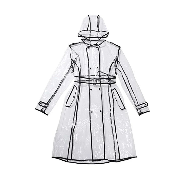 Chic & Sleek Women's Clear Hooded Raincoat