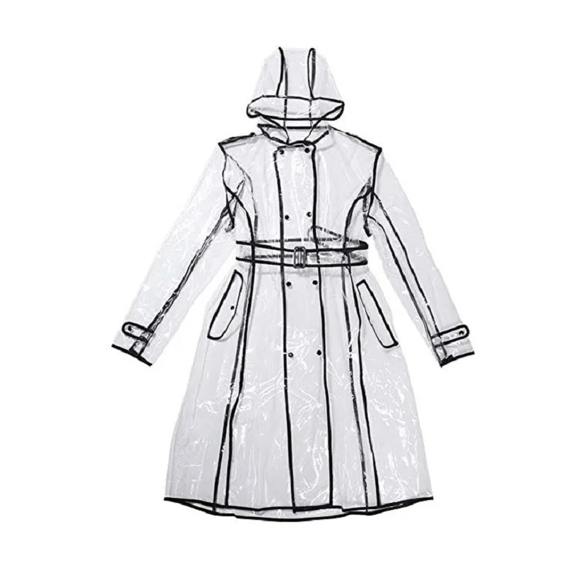 Chic & Sleek Women's Clear Hooded Raincoat