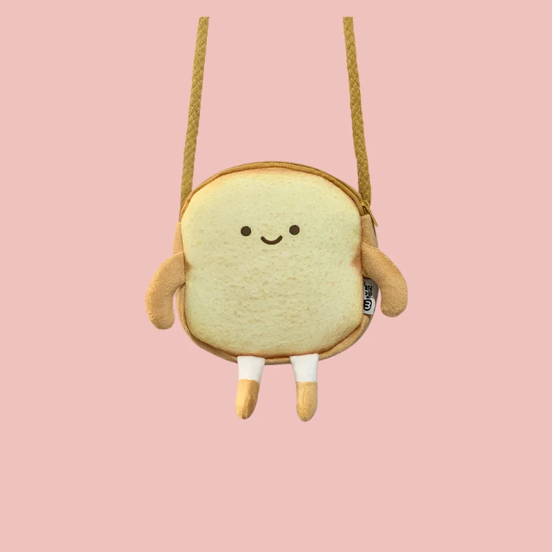 Cozy Toast Plush Shoulder Bag - Adorable & Soft Accessory