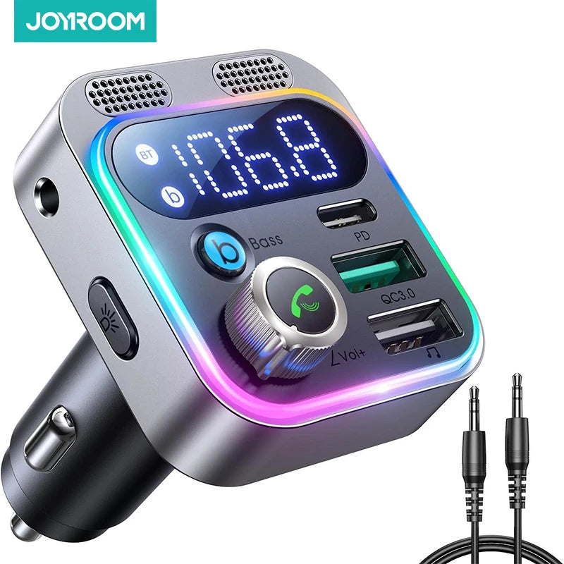 Dual-Mic Deep Bass Bluetooth Car Transmitter & Charger