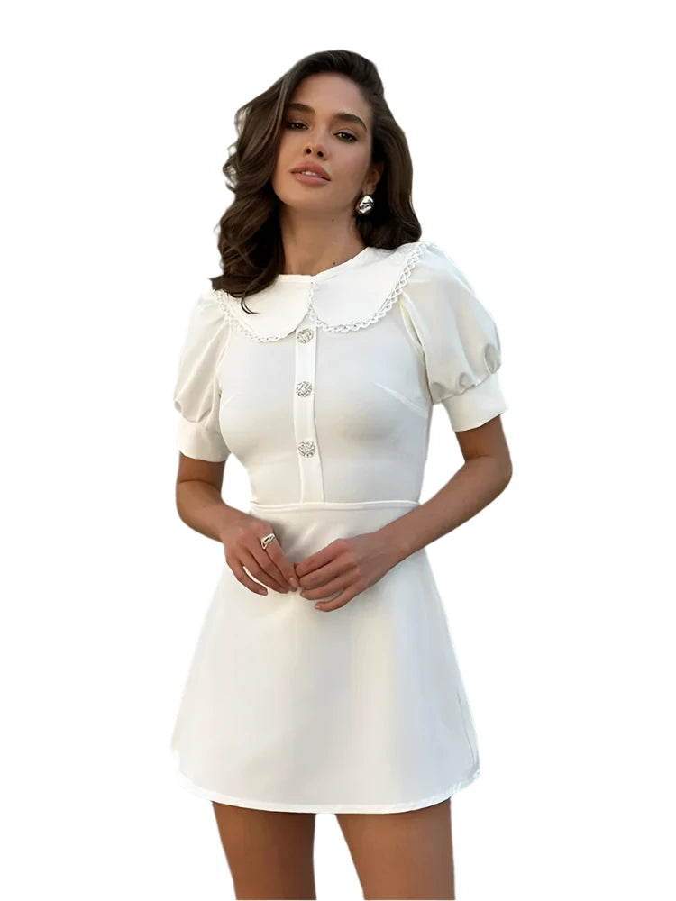 Chic Doll Collar Button-Down Dress – Slim Fit Spring/Summer Women's Fashion