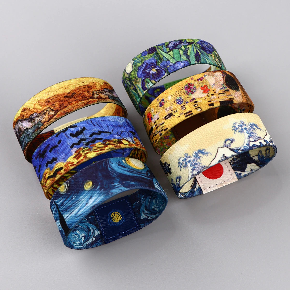 Van Gogh-Inspired Japanese Wave Elastic Wristband - Artful Sport Bracelet for Women & Men