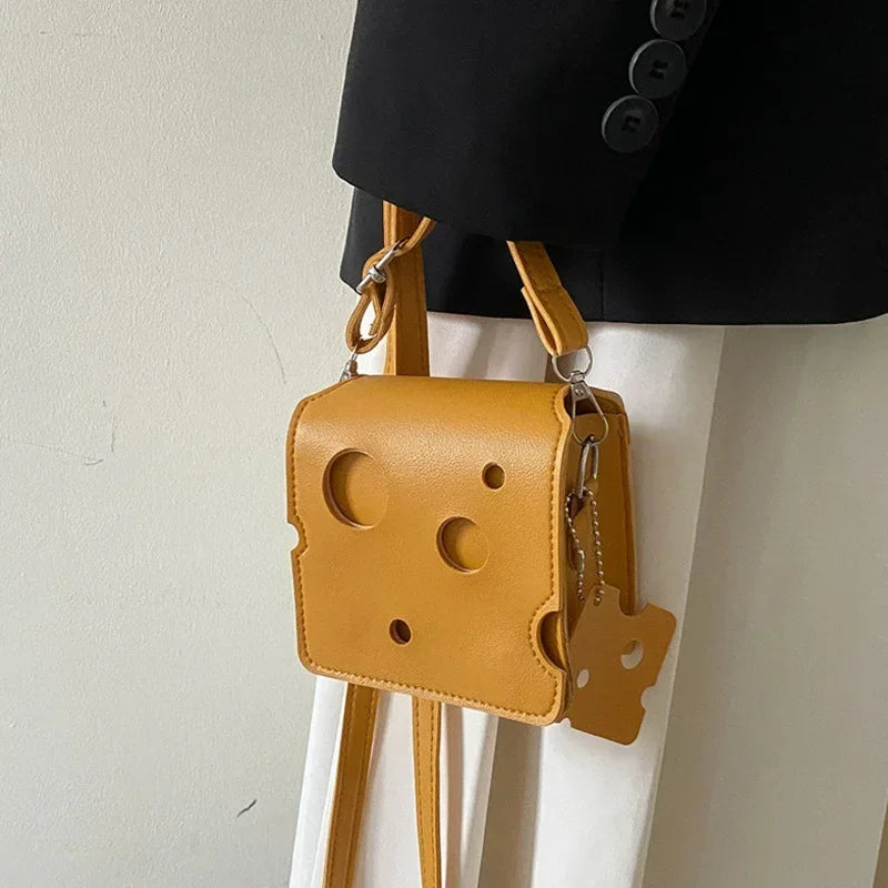 Chic Cheese Slice Shoulder Bag - Yellow PU Leather Arm Candy