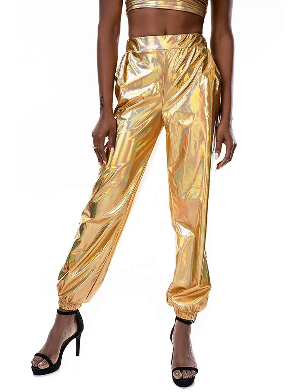 GlimmerFlex High-Waist Metallic Joggers