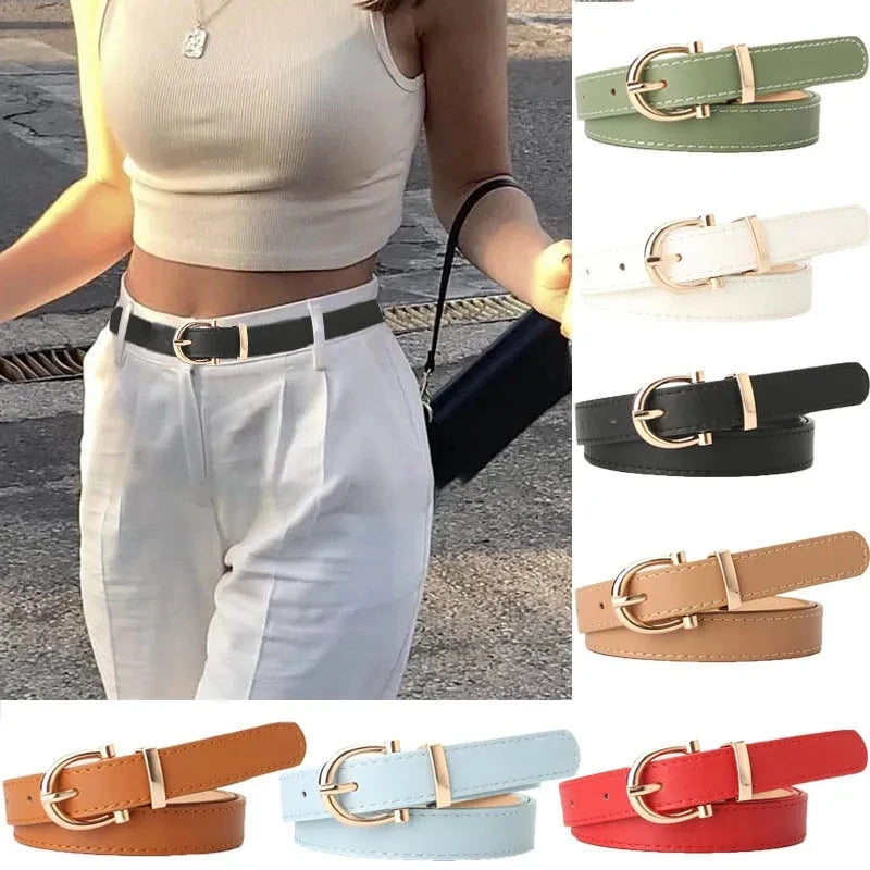 Chic Luxe PU Leather Belt with Metal Buckle