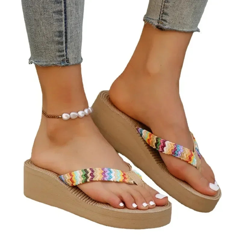 Boho Bliss Wedge Sandals – Stylish Summer Flip Flops