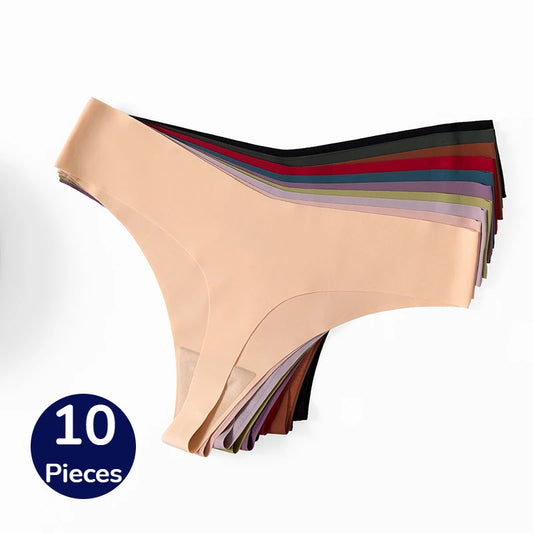 10-Pack Seamless Breathable Thongs - Fashionable & Comfortable Women's G-String Lingerie