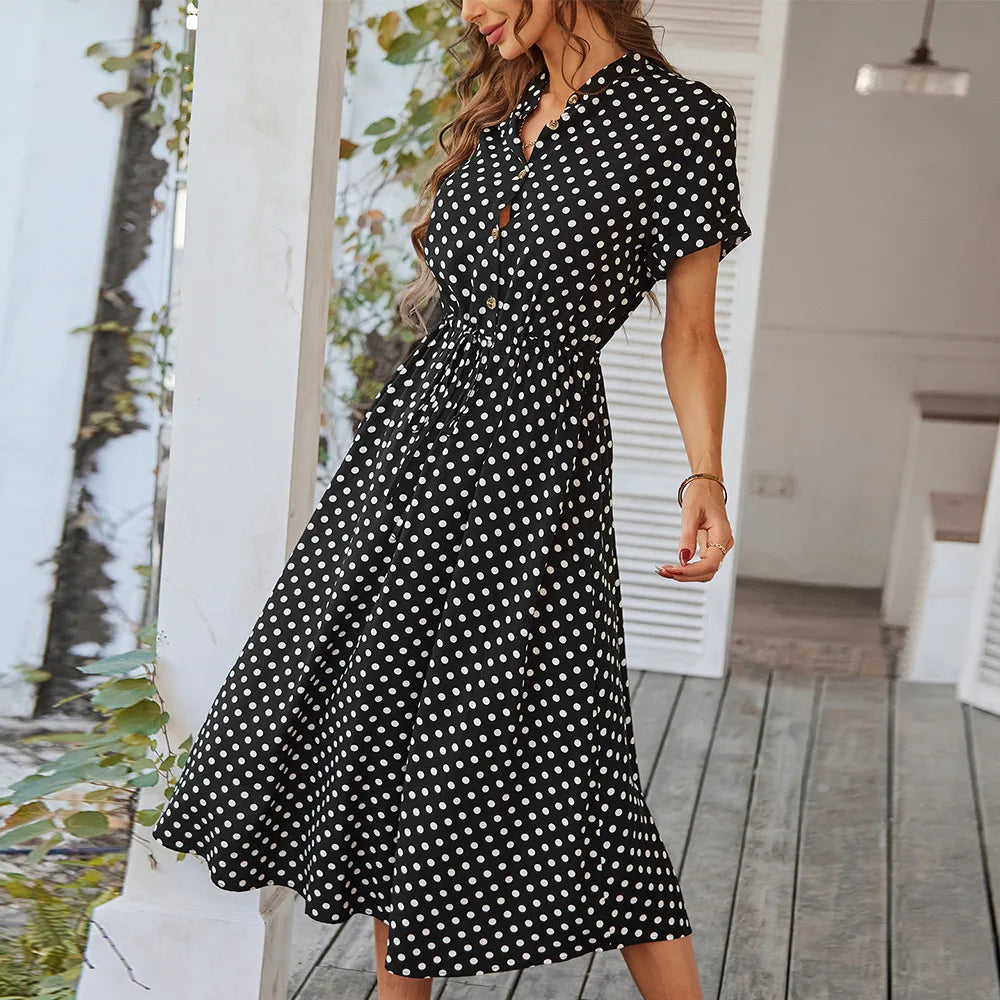 Chic Polka Dot Summer Midi Dress