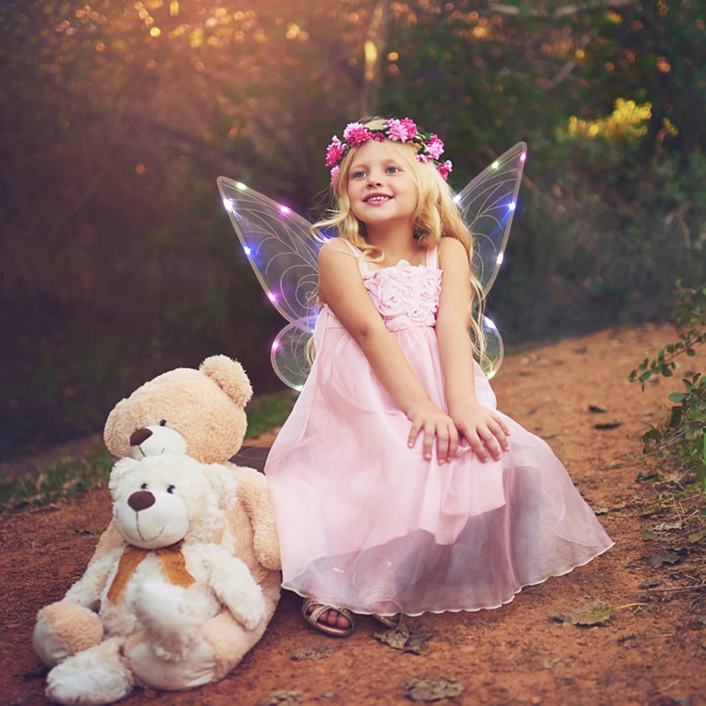 Shimmering LED Butterfly Wings for Kids – Enchanted Fairy Costume Accessory