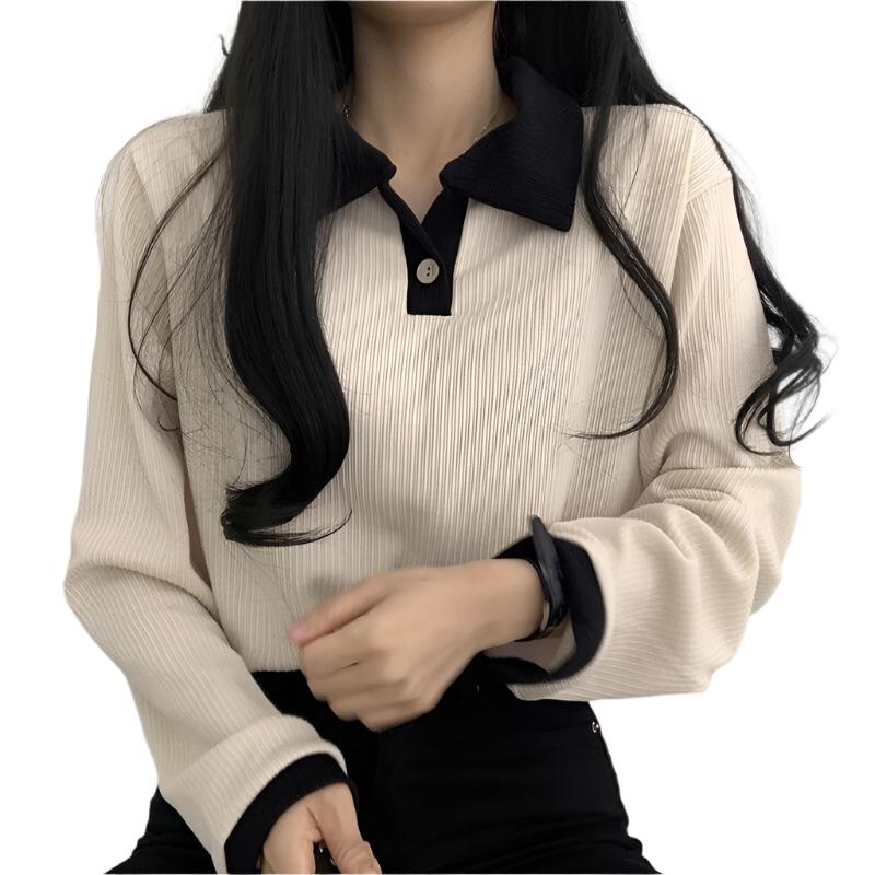 Chic Patchwork Collared Sweatshirt