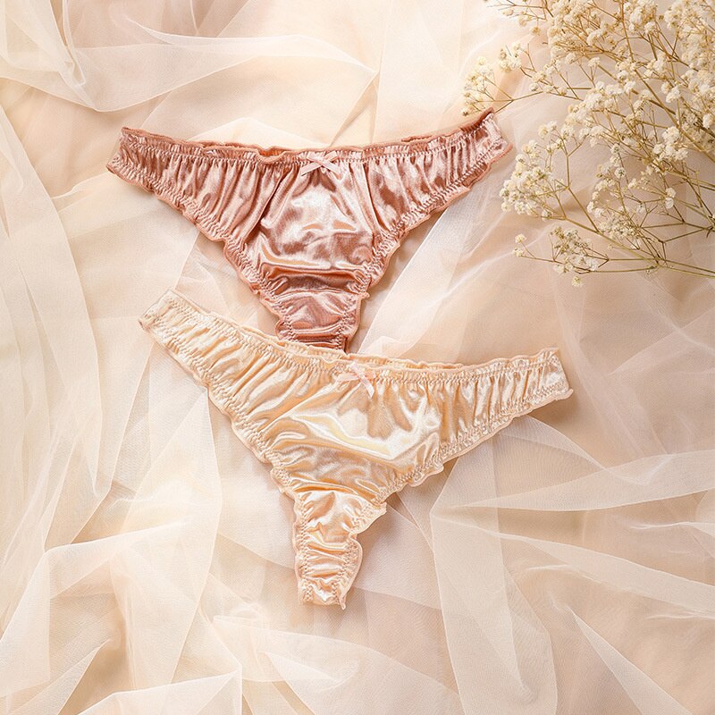 Chic French Ruffle Satin Briefs