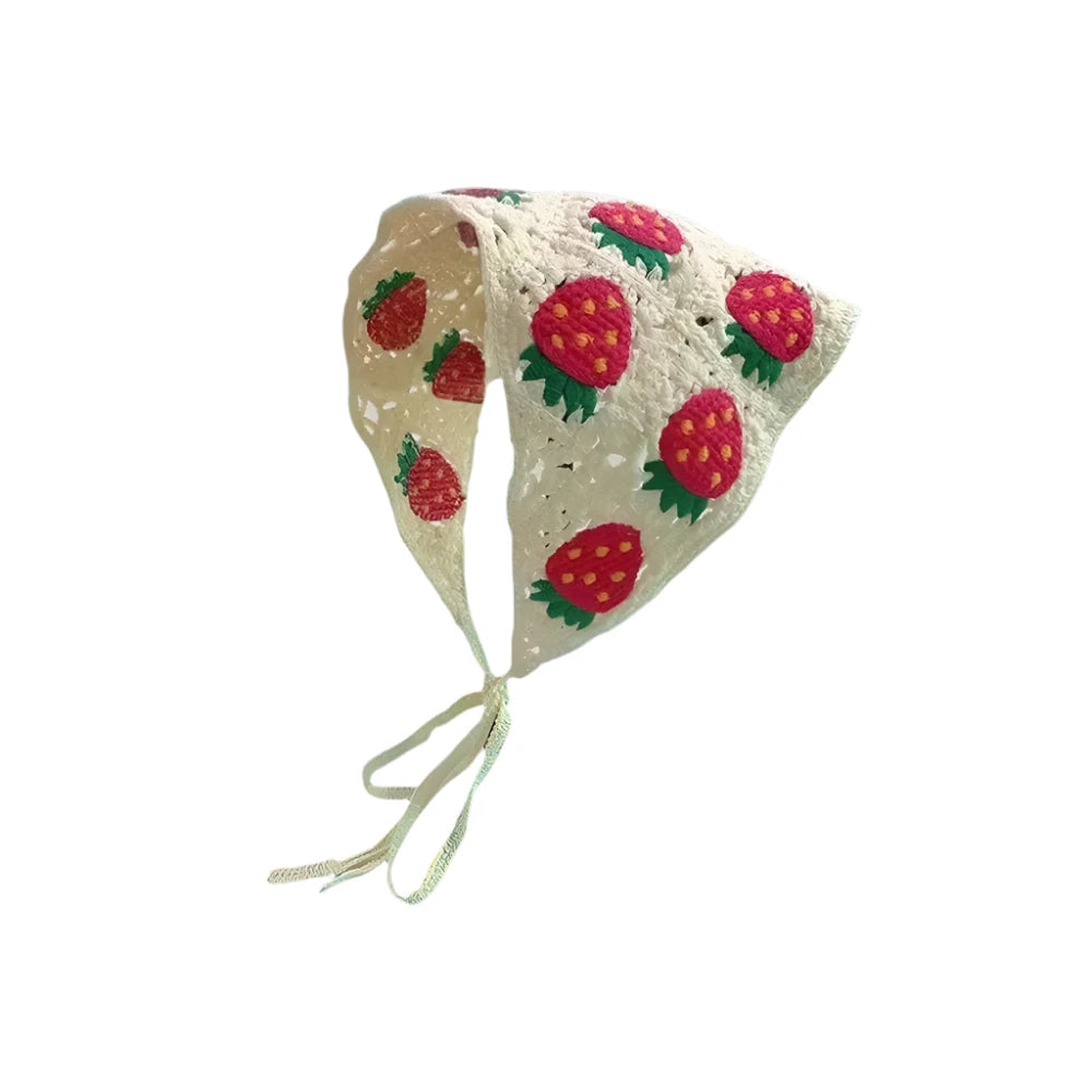 Charming Crochet Mushroom & Strawberry Triangle Headband