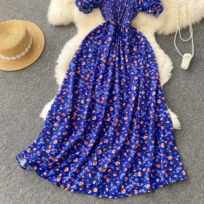 Bohemian Blossom Ruffle Maxi Dress