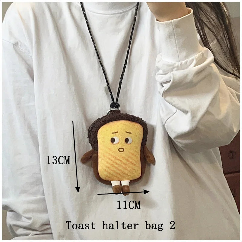 Cozy Toast Plush Shoulder Bag - Adorable & Soft Accessory