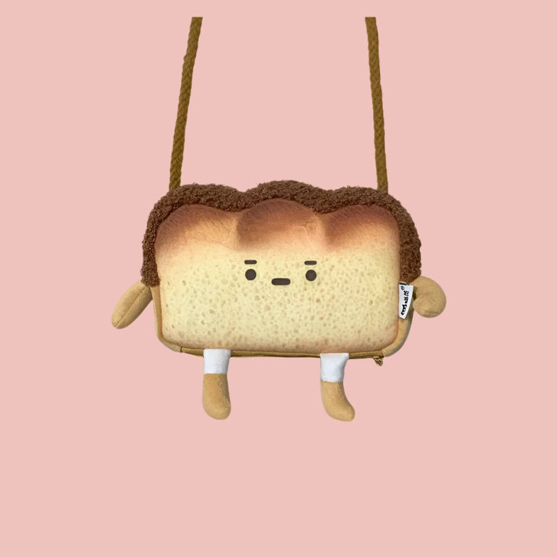 Cozy Toast Plush Shoulder Bag - Adorable & Soft Accessory