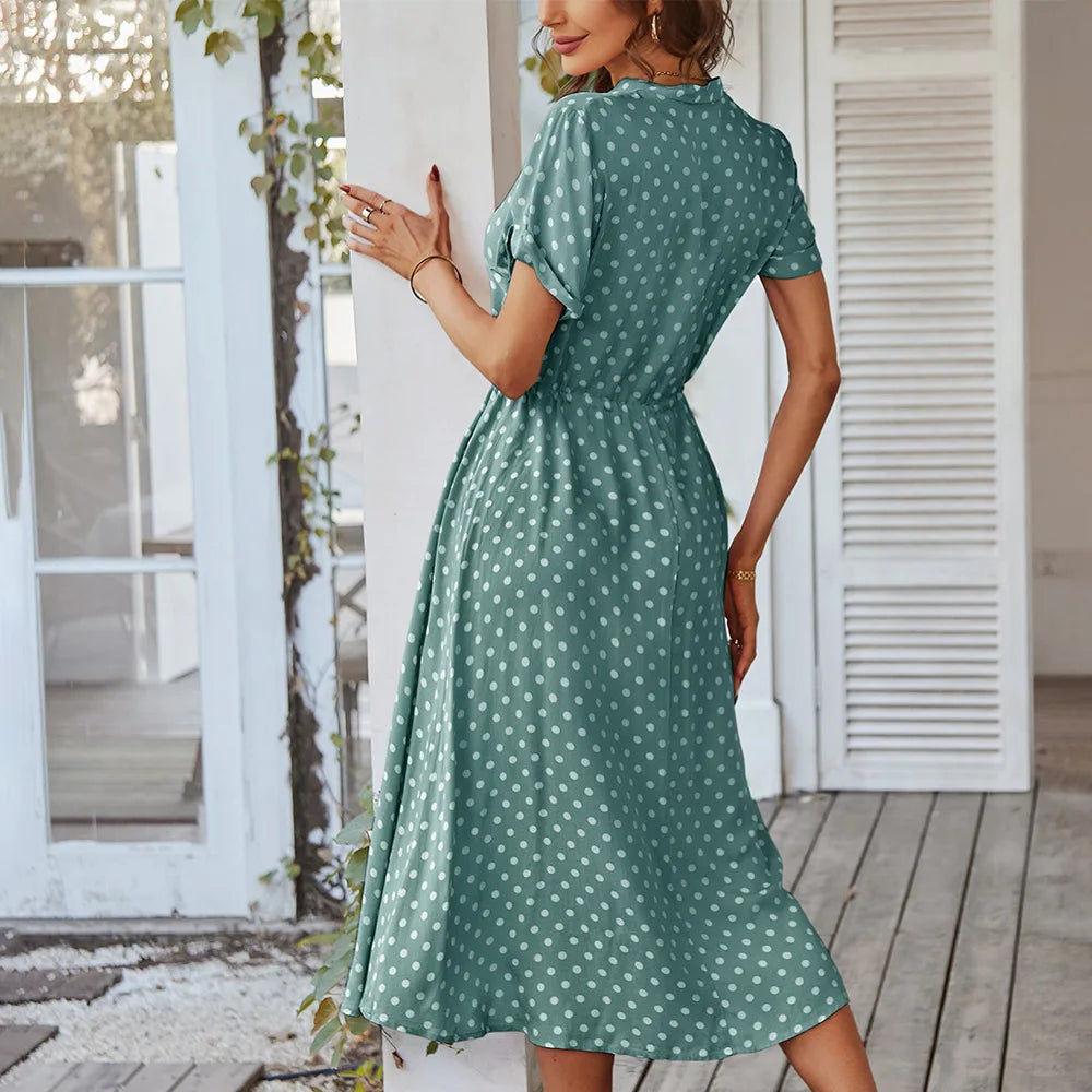 Chic Polka Dot Summer Midi Dress