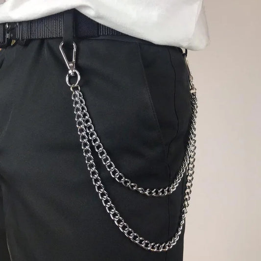 Metal Punk Rock Layered Chain Waist Accessory for Men & Women – Hip-Hop Belt Chain & Key Holder