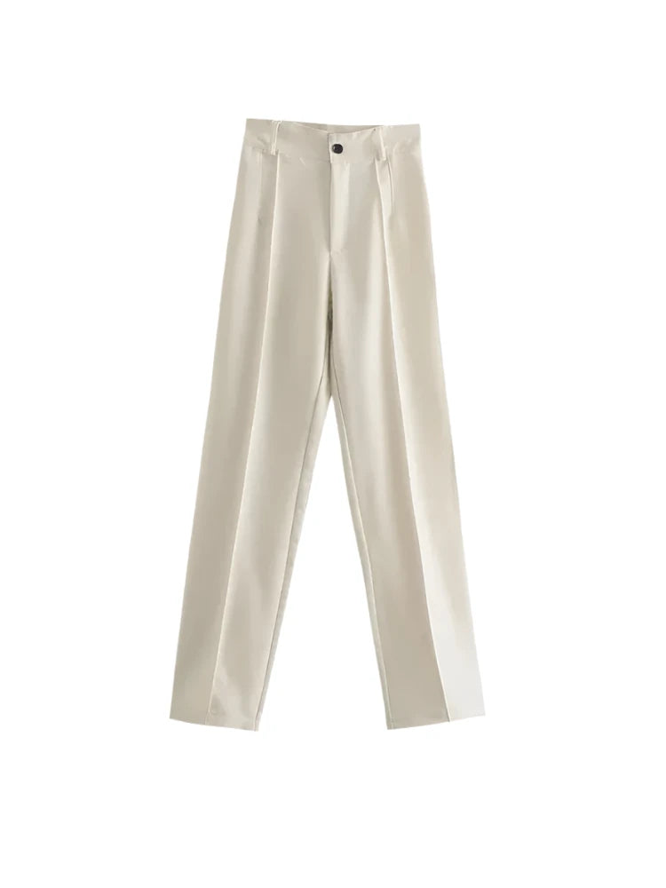 Vintage High-Waist Straight-Leg Office Trousers for Women