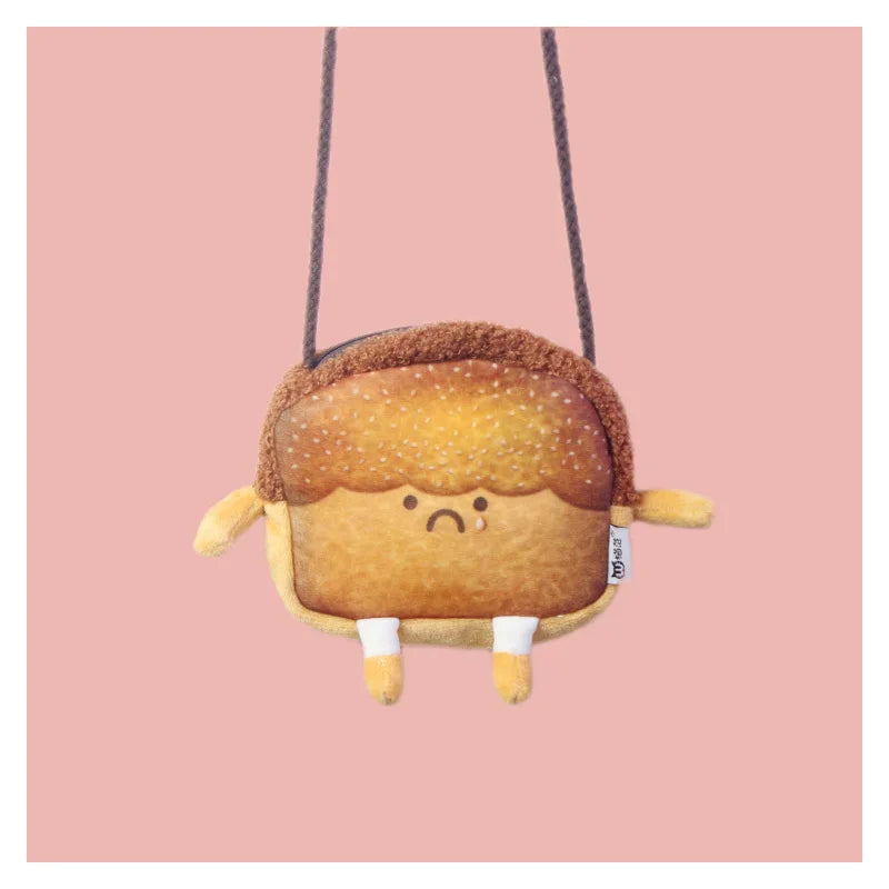 Cozy Toast Plush Shoulder Bag - Adorable & Soft Accessory