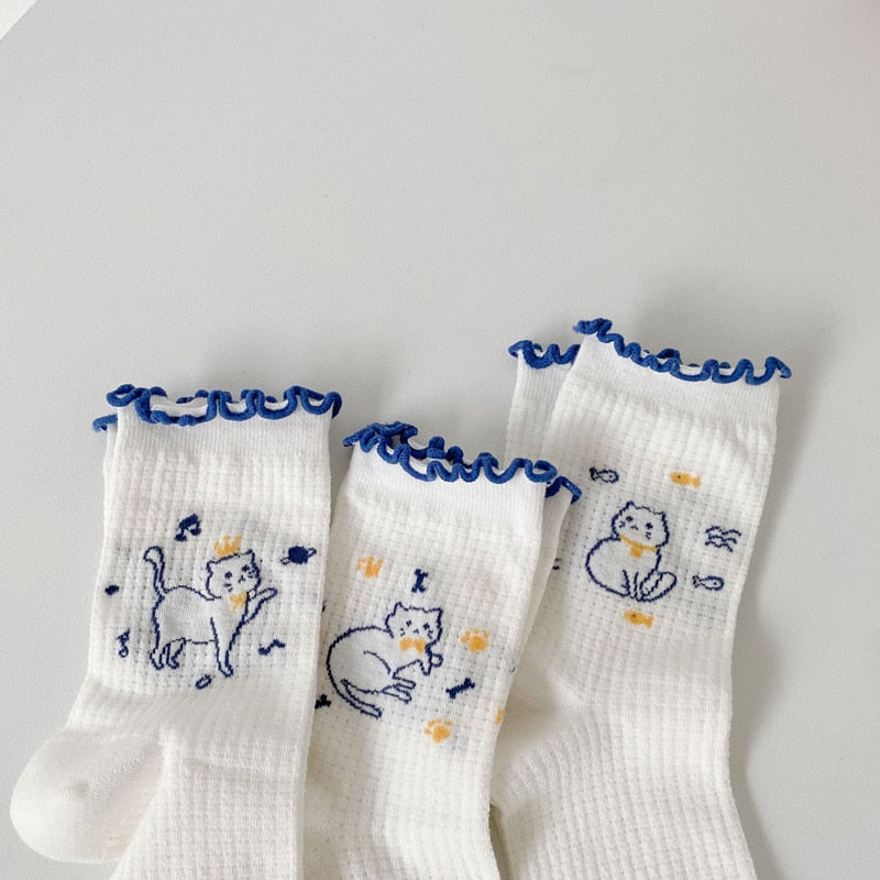 Ladies' Summer Thin Mesh Cat Socks