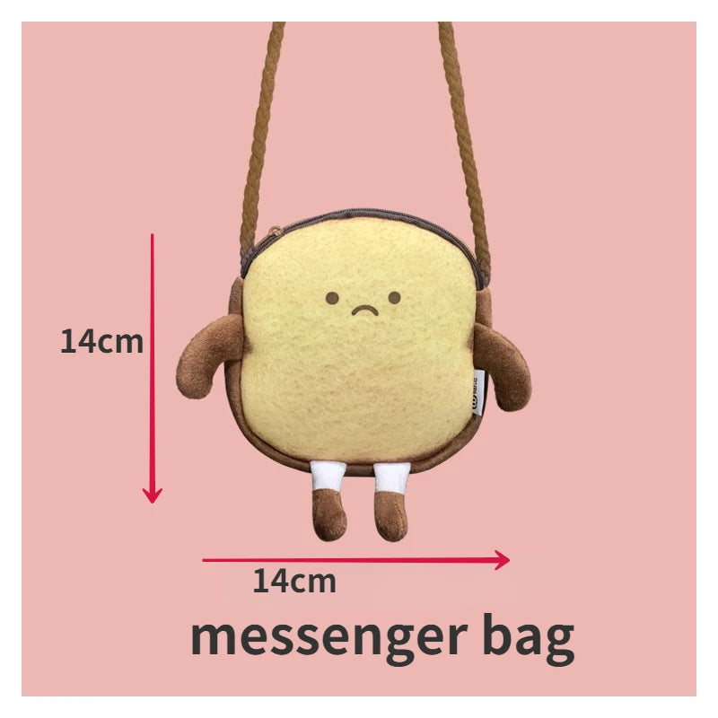 Cozy Toast Plush Shoulder Bag - Adorable & Soft Accessory