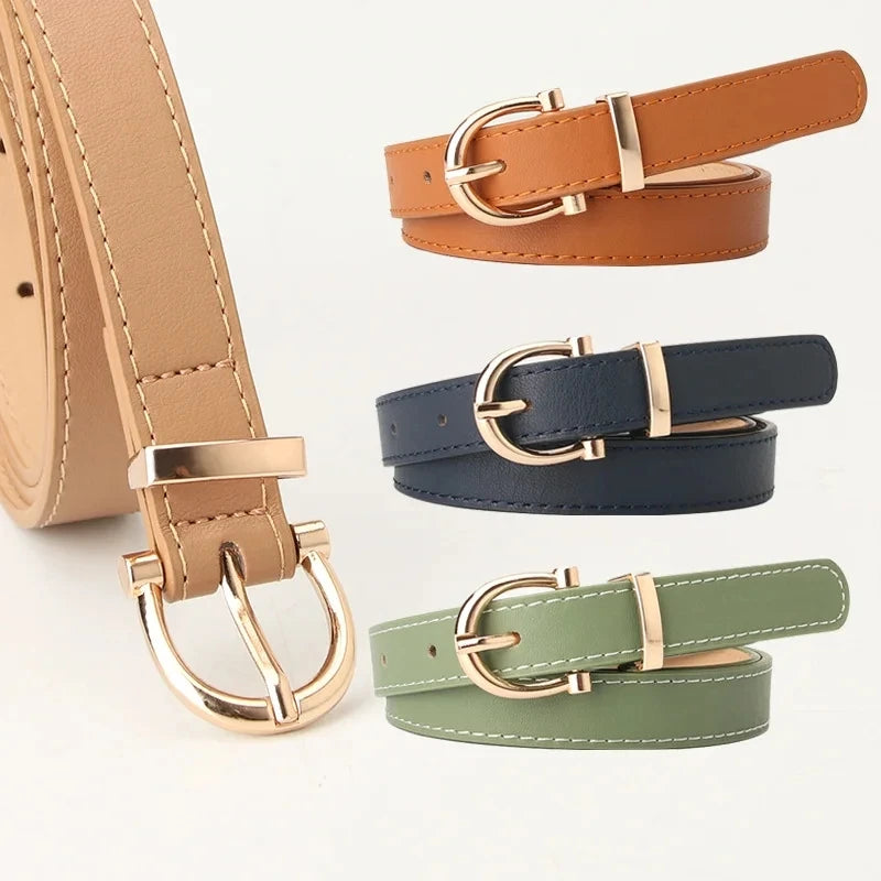 Chic Luxe PU Leather Belt with Metal Buckle