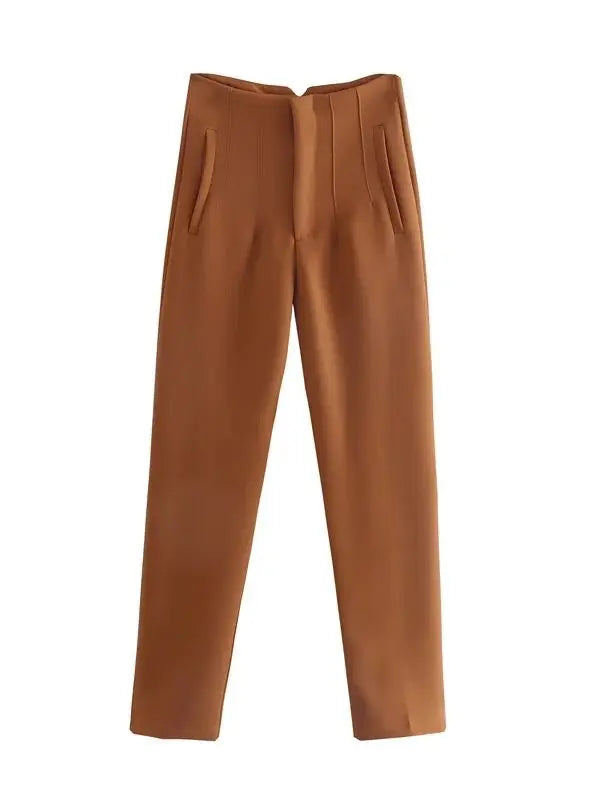 Timeless High-Waist Tailored Pants - Classic Solid Colors