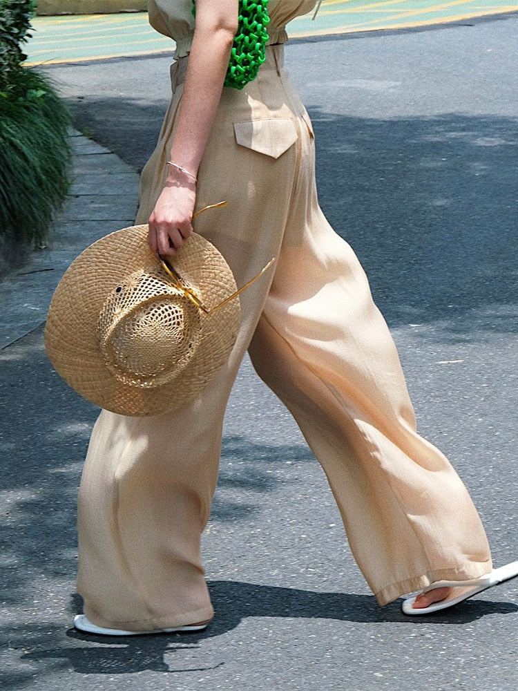 Sunshine Breeze High-Waist Wide-Leg Pants