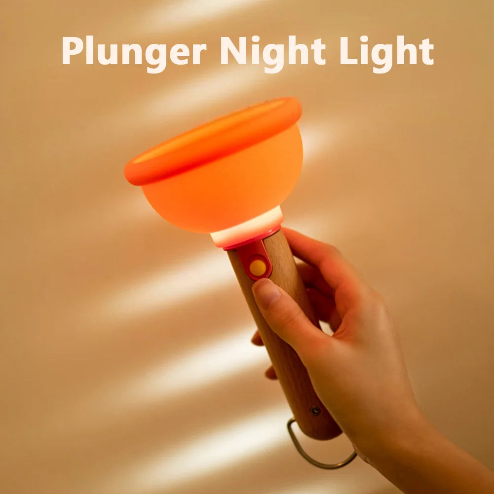 Plunger Glow Silicone Nightlight – Rechargeable Mini Lamp with Timer for Nursery & Bedroom Decor