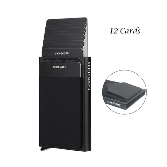 Sleek Automatic Flip Card Case - 12-Slot Metal Card Holder