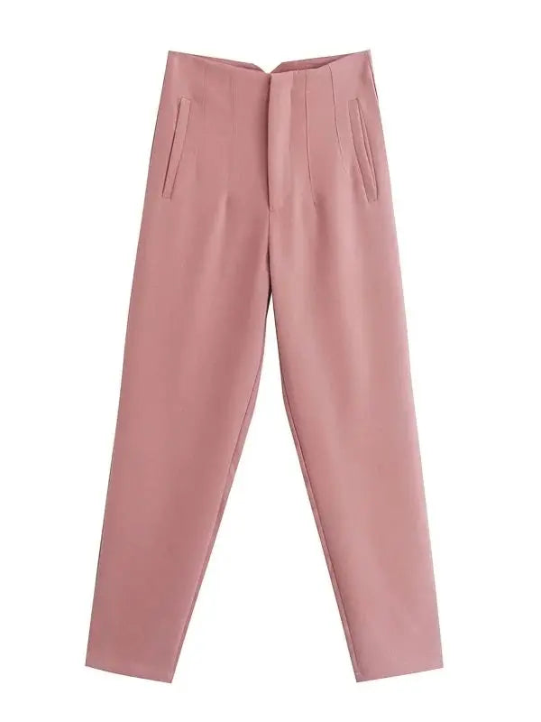 Timeless High-Waist Tailored Pants - Classic Solid Colors