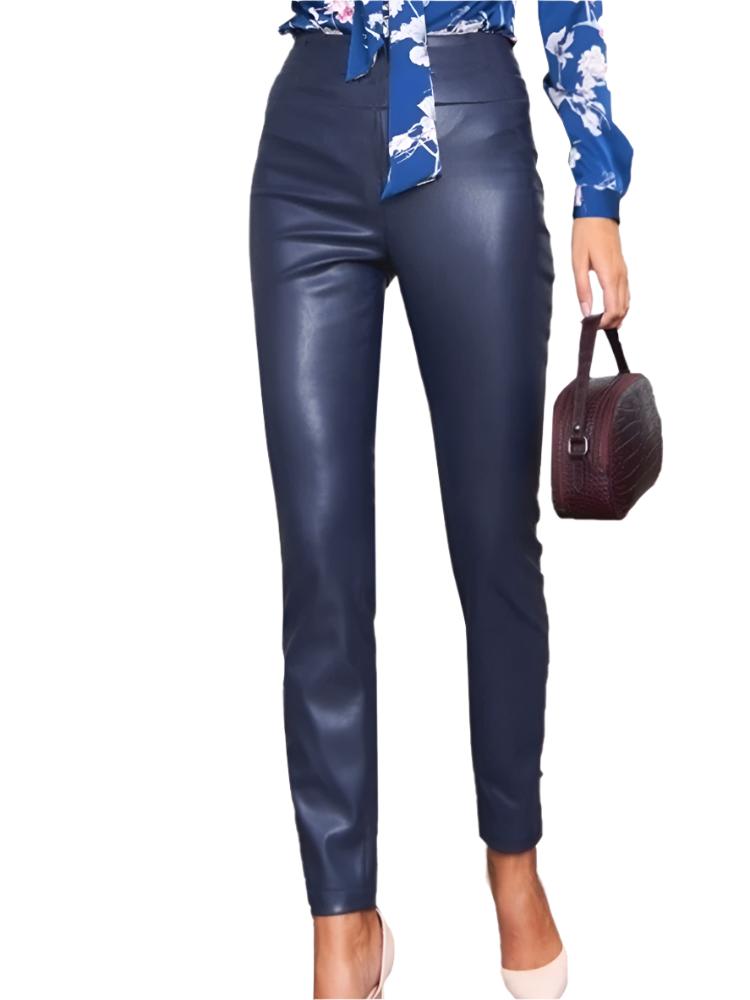 Sleek Faux Leather High-Waist Skinny Pants