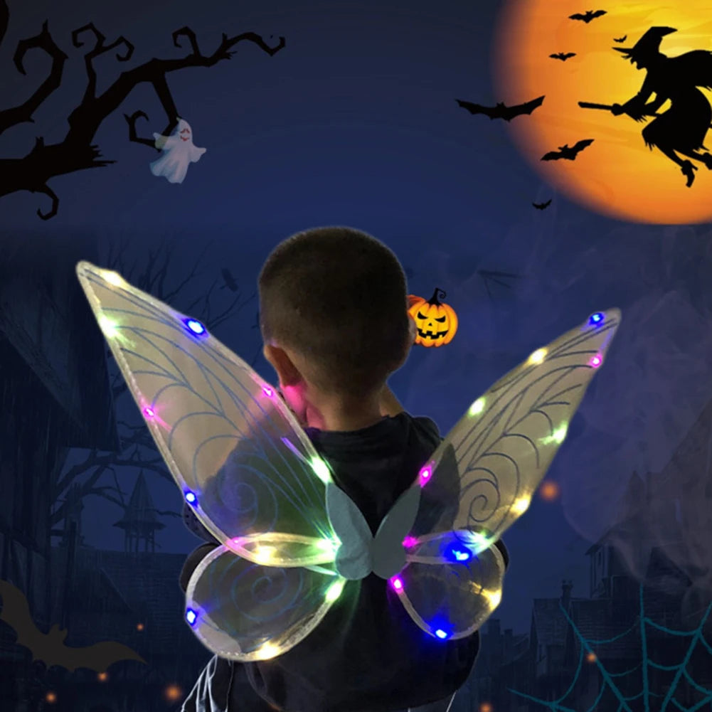 Shimmering LED Butterfly Wings for Kids – Enchanted Fairy Costume Accessory