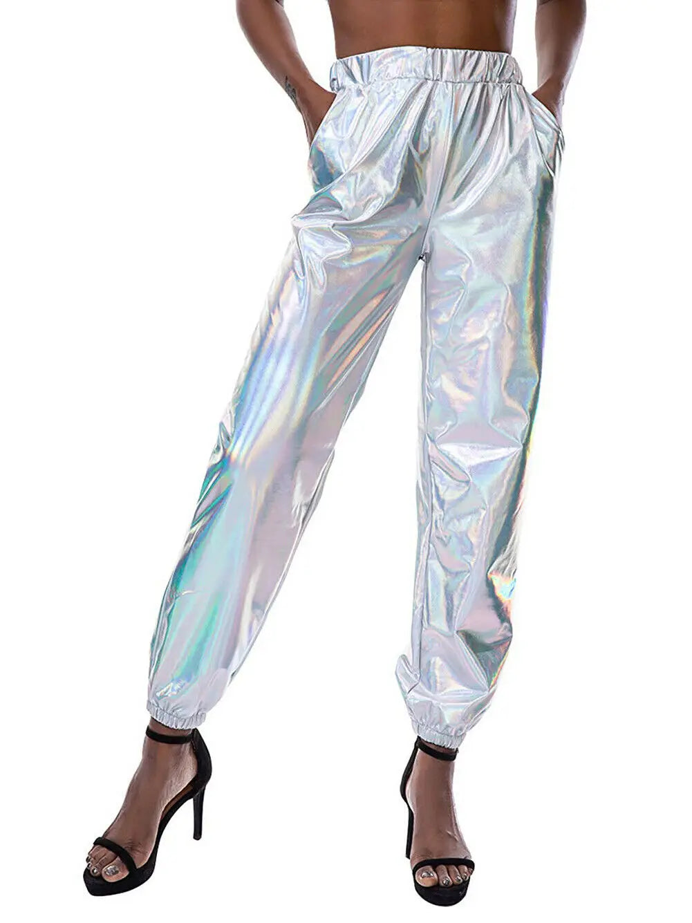 GlimmerFlex High-Waist Metallic Joggers