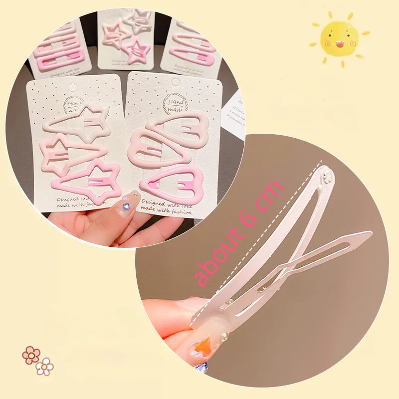 Geometric Star Hair Clips Set - 3/6 Pcs Fashionable Coffee and Pink Hairpins for Girls and Adults