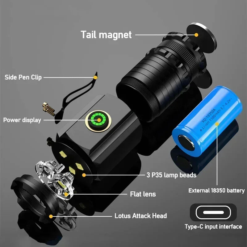 UltraBright Mini LED Rechargeable Pocket Torch - Waterproof & Magnetic