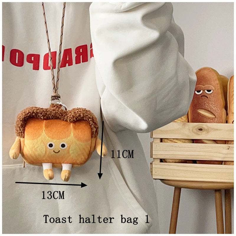 Cozy Toast Plush Shoulder Bag - Adorable & Soft Accessory