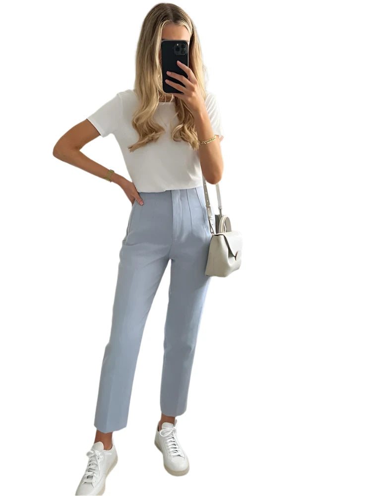 Timeless High-Waist Tailored Pants - Classic Solid Colors