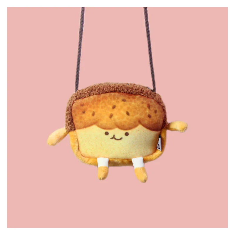 Cozy Toast Plush Shoulder Bag - Adorable & Soft Accessory