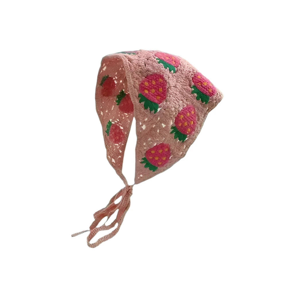 Charming Crochet Mushroom & Strawberry Triangle Headband