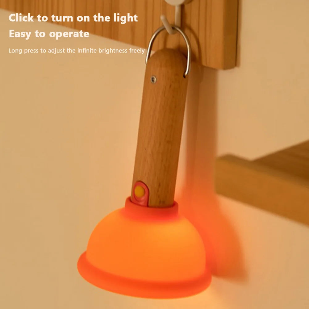 Plunger Glow Silicone Nightlight – Rechargeable Mini Lamp with Timer for Nursery & Bedroom Decor