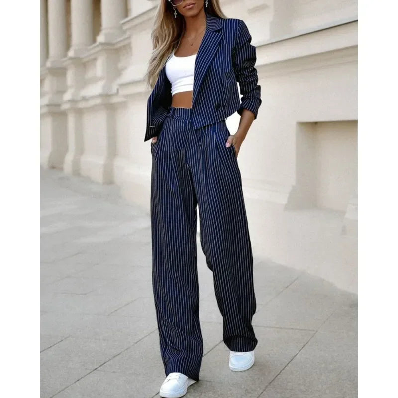 Modern Chic Women's Striped Suit Set – Spring/Summer Edition