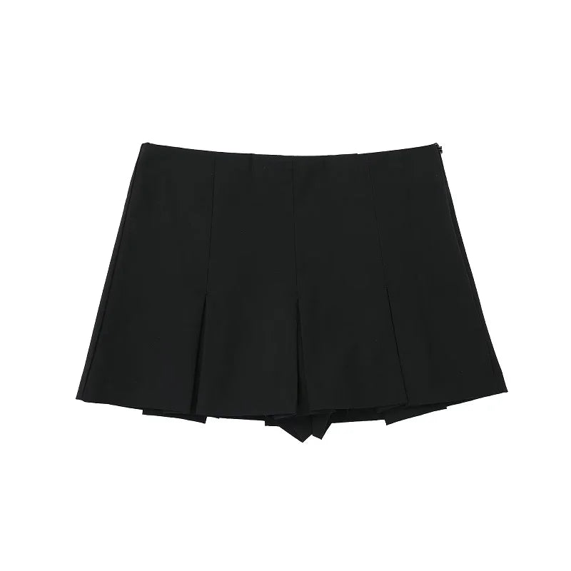 Chic Striped High Waist Pleated Skort - Casual Mini Skirt Shorts for Women