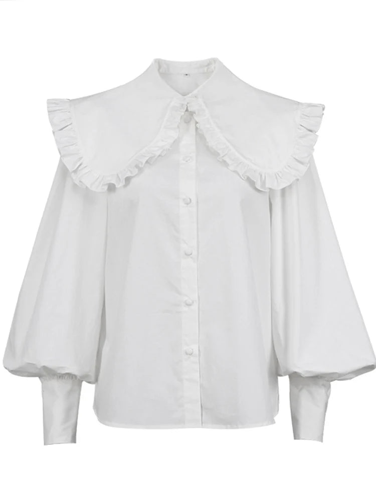 Elegant Autumn-Winter White Lolita Blouse – Long Sleeve Women's Shirt