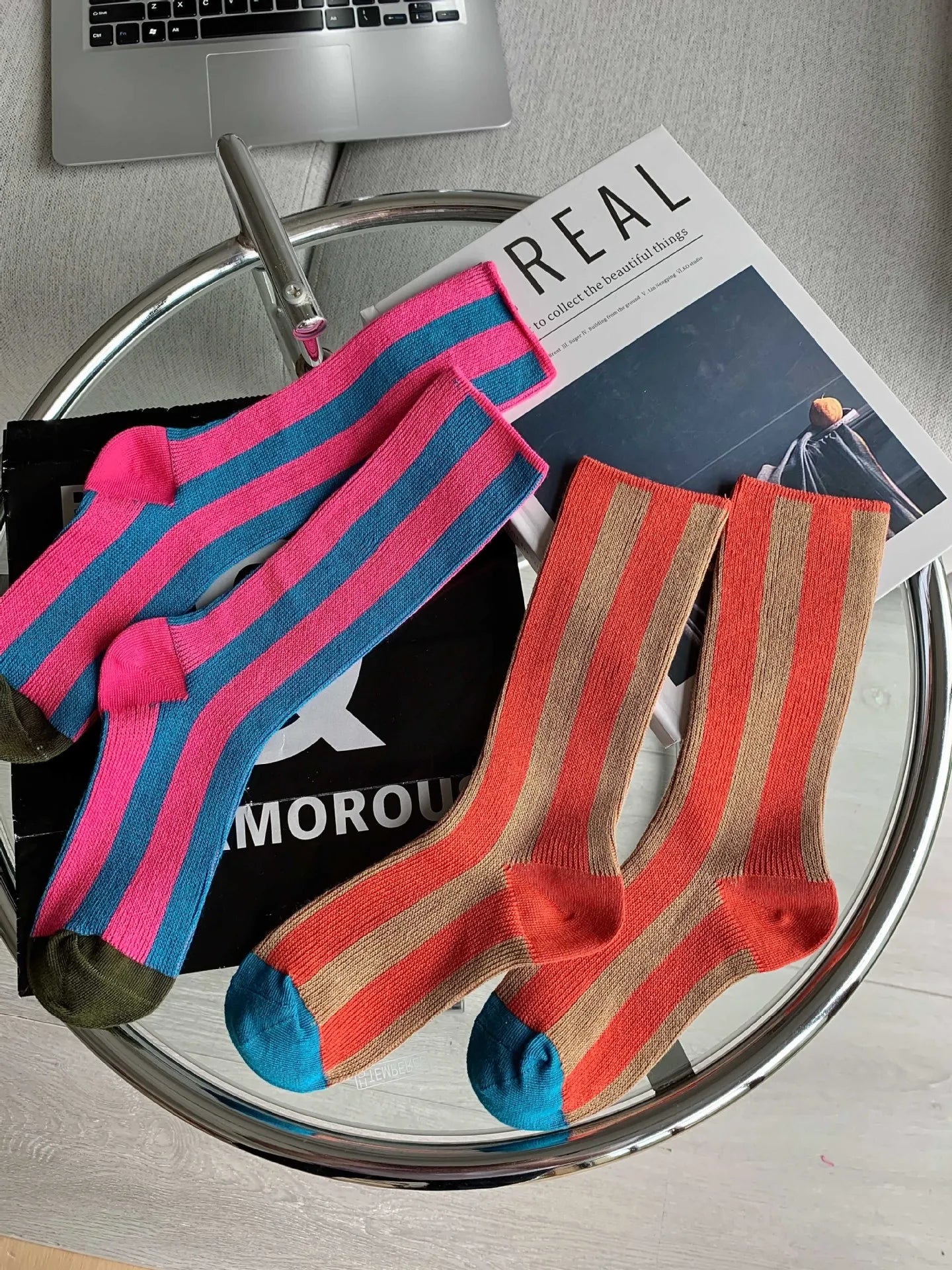 Dual-Stripe Cotton Sports Tube Socks