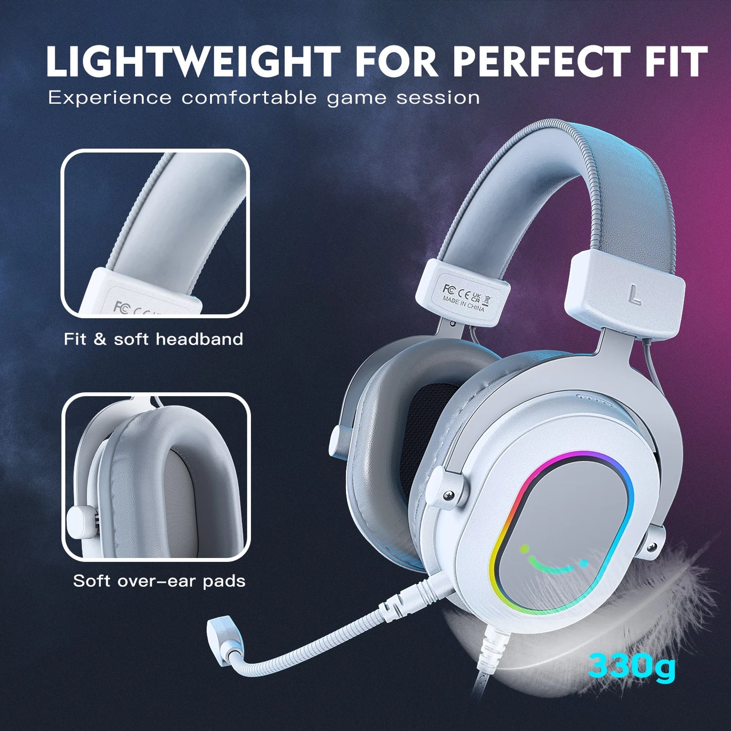 FIFINE Ampligame H6W RGB Surround Gaming Headset