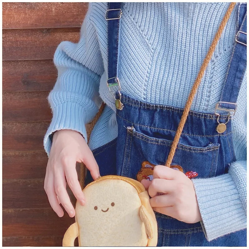 Cozy Toast Plush Shoulder Bag - Adorable & Soft Accessory